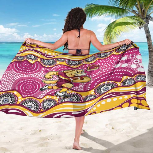 Brisbane Broncos Sarong Aboriginal Dot Pattern - Rugby Mascot Heritage Pride