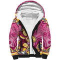 Brisbane Broncos Sherpa Hoodie Aboriginal Dot Pattern - Rugby Mascot Heritage Pride