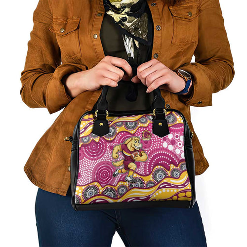 Brisbane Broncos Shoulder Handbag Aboriginal Dot Pattern - Rugby Mascot Heritage Pride