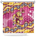 Brisbane Broncos Shower Curtain Aboriginal Dot Pattern - Rugby Mascot Heritage Pride