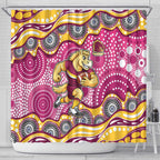 Brisbane Broncos Shower Curtain Aboriginal Dot Pattern - Rugby Mascot Heritage Pride