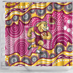 Brisbane Broncos Shower Curtain Aboriginal Dot Pattern - Rugby Mascot Heritage Pride