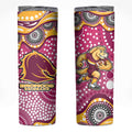 Brisbane Broncos Skinny Tumbler Aboriginal Dot Pattern - Rugby Mascot Heritage Pride