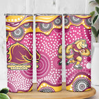 Brisbane Broncos Skinny Tumbler Aboriginal Dot Pattern - Rugby Mascot Heritage Pride