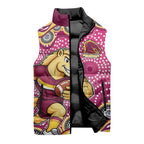 Brisbane Broncos Sleeveless Puffer Jacket Aboriginal Dot Pattern - Rugby Mascot Heritage Pride