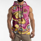 Brisbane Broncos Sleeveless Zip Hoodie Aboriginal Dot Pattern - Rugby Mascot Heritage Pride