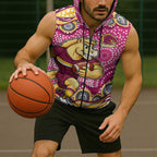 Brisbane Broncos Sleeveless Zip Hoodie Aboriginal Dot Pattern - Rugby Mascot Heritage Pride