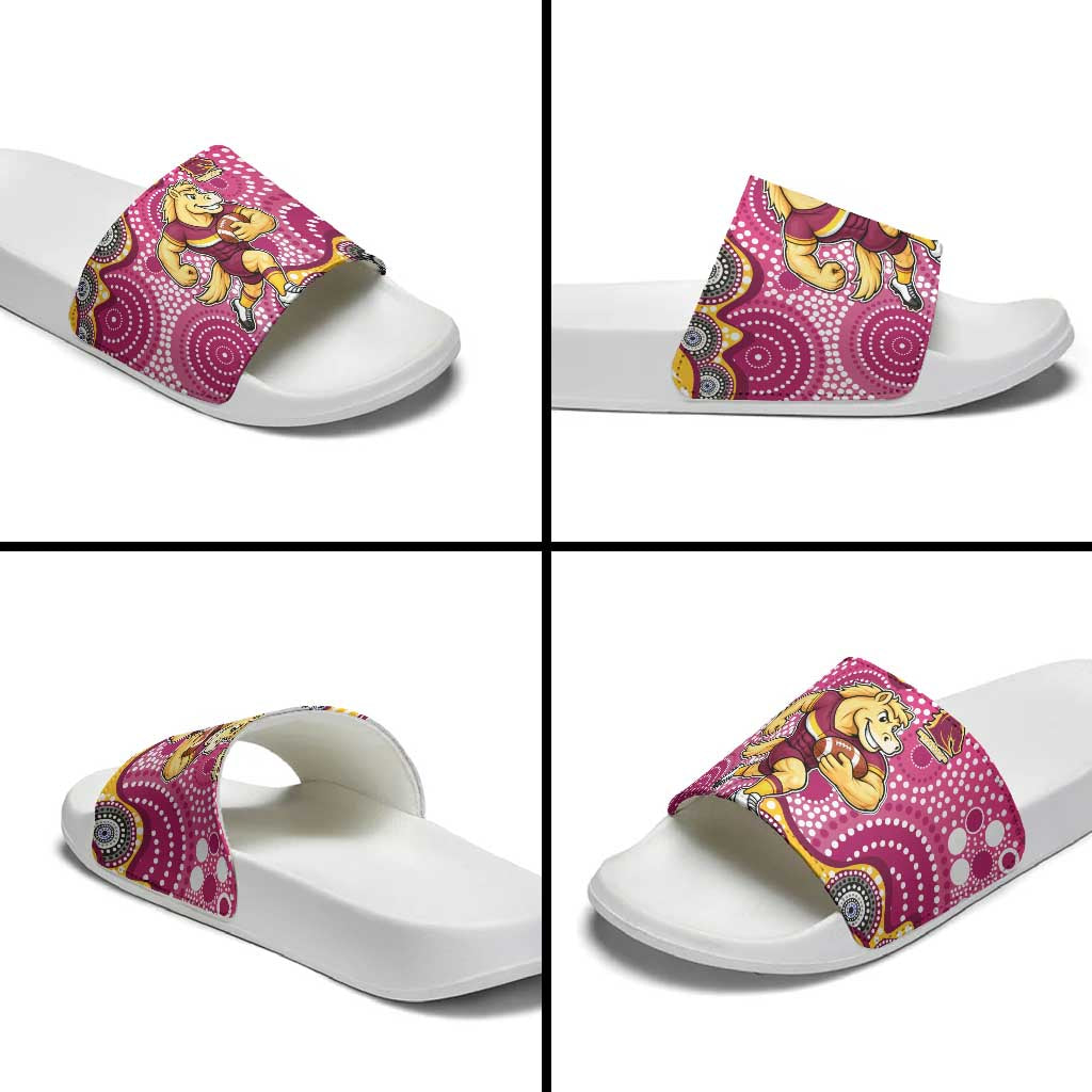 Brisbane Broncos Slide Sandals Aboriginal Dot Pattern - Rugby Mascot Heritage Pride