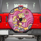 Brisbane Broncos Spare Tire Cover Aboriginal Dot Pattern - Rugby Mascot Heritage Pride