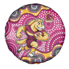 Brisbane Broncos Spare Tire Cover Aboriginal Dot Pattern - Rugby Mascot Heritage Pride