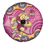 Brisbane Broncos Spare Tire Cover Aboriginal Dot Pattern - Rugby Mascot Heritage Pride