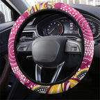 Brisbane Broncos Steering Wheel Cover Aboriginal Dot Pattern - Rugby Mascot Heritage Pride