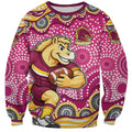 Brisbane Broncos Sweatshirt Aboriginal Dot Pattern - Rugby Mascot Heritage Pride
