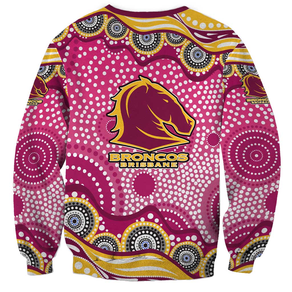 Brisbane Broncos Sweatshirt Aboriginal Dot Pattern - Rugby Mascot Heritage Pride