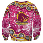 Brisbane Broncos Sweatshirt Aboriginal Dot Pattern - Rugby Mascot Heritage Pride