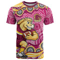 Brisbane Broncos T Shirt Aboriginal Dot Pattern - Rugby Mascot Heritage Pride