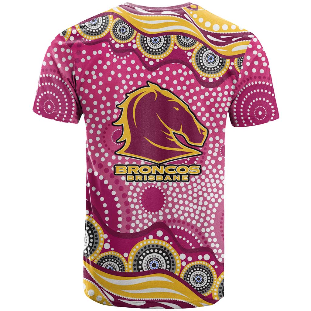 Brisbane Broncos T Shirt Aboriginal Dot Pattern - Rugby Mascot Heritage Pride