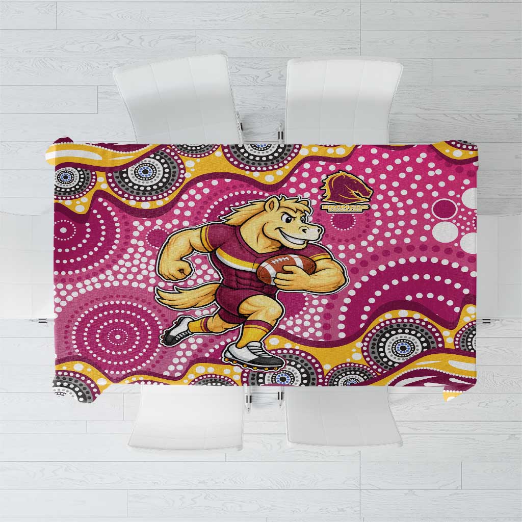 Brisbane Broncos Tablecloth Aboriginal Dot Pattern - Rugby Mascot Heritage Pride