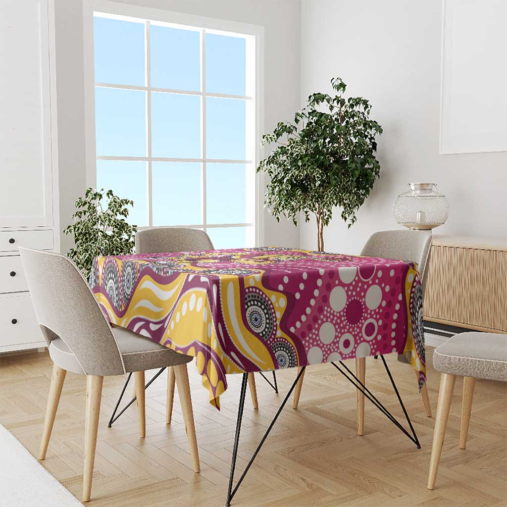 Brisbane Broncos Tablecloth Aboriginal Dot Pattern - Rugby Mascot Heritage Pride