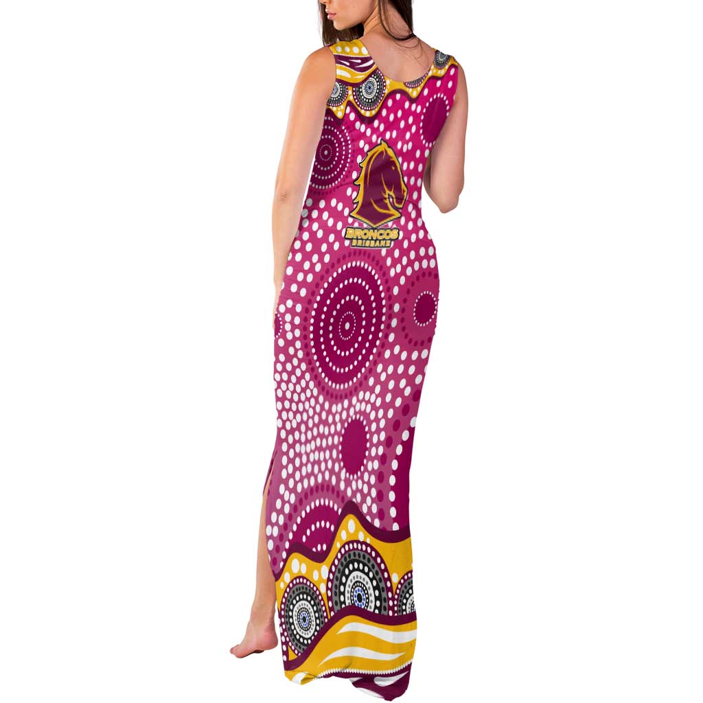 Brisbane Broncos Tank Maxi Dress Aboriginal Dot Pattern - Rugby Mascot Heritage Pride