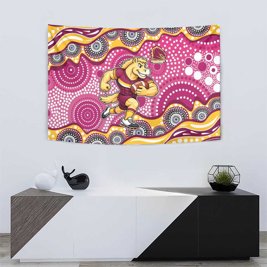 Brisbane Broncos Tapestry Aboriginal Dot Pattern - Rugby Mascot Heritage Pride