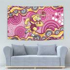 Brisbane Broncos Tapestry Aboriginal Dot Pattern - Rugby Mascot Heritage Pride
