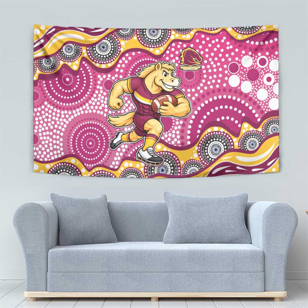 Brisbane Broncos Tapestry Aboriginal Dot Pattern - Rugby Mascot Heritage Pride