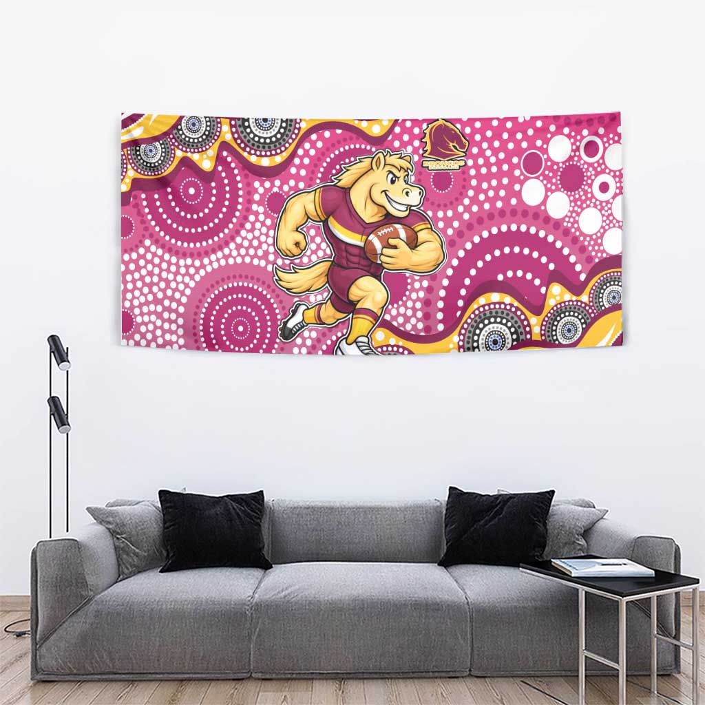 Brisbane Broncos Tapestry Aboriginal Dot Pattern - Rugby Mascot Heritage Pride
