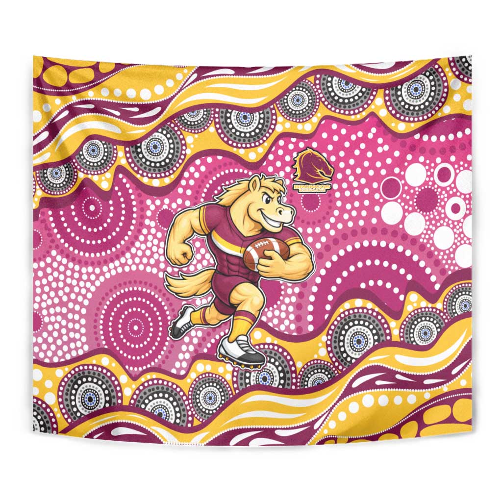 Brisbane Broncos Tapestry Aboriginal Dot Pattern - Rugby Mascot Heritage Pride