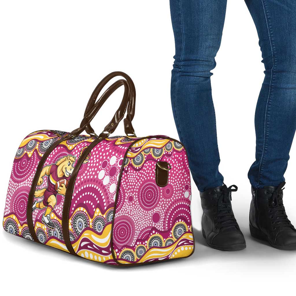 Brisbane Broncos Travel Bag Aboriginal Dot Pattern - Rugby Mascot Heritage Pride