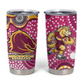 Brisbane Broncos Tumbler Cup Aboriginal Dot Pattern - Rugby Mascot Heritage Pride