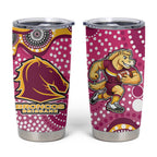 Brisbane Broncos Tumbler Cup Aboriginal Dot Pattern - Rugby Mascot Heritage Pride