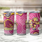 Brisbane Broncos Tumbler Cup Aboriginal Dot Pattern - Rugby Mascot Heritage Pride