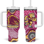 Brisbane Broncos Tumbler With Handle Aboriginal Dot Pattern - Rugby Mascot Heritage Pride