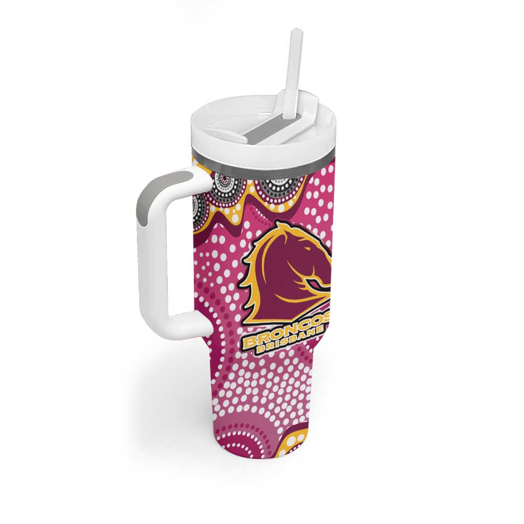 Brisbane Broncos Tumbler With Handle Aboriginal Dot Pattern - Rugby Mascot Heritage Pride
