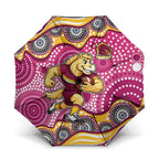 Brisbane Broncos Umbrella Aboriginal Dot Pattern - Rugby Mascot Heritage Pride