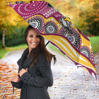 Brisbane Broncos Umbrella Aboriginal Dot Pattern - Rugby Mascot Heritage Pride
