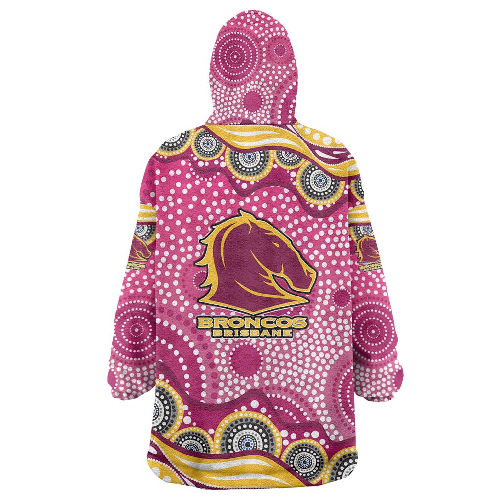 Brisbane Broncos Wearable Blanket Hoodie Aboriginal Dot Pattern - Rugby Mascot Heritage Pride