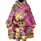 Brisbane Broncos Wearable Blanket Hoodie Aboriginal Dot Pattern - Rugby Mascot Heritage Pride