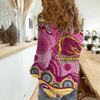 Brisbane Broncos Women Casual Shirt Aboriginal Dot Pattern - Rugby Mascot Heritage Pride