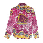 Brisbane Broncos Women Casual Shirt Aboriginal Dot Pattern - Rugby Mascot Heritage Pride