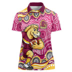 Brisbane Broncos Women Polo Shirt Aboriginal Dot Pattern - Rugby Mascot Heritage Pride