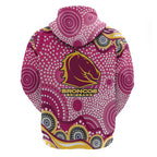 Brisbane Broncos Zip Hoodie Aboriginal Dot Pattern - Rugby Mascot Heritage Pride