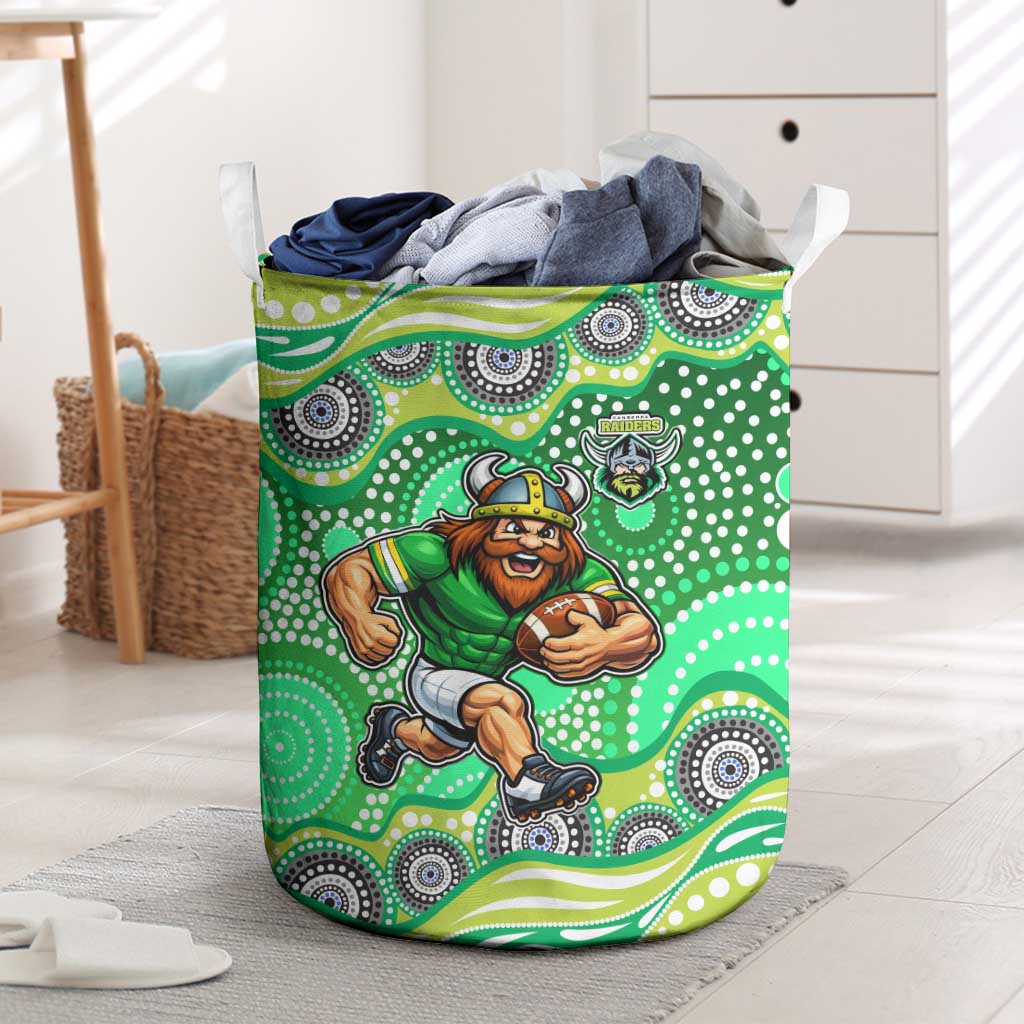 Canberra Raiders Laundry Basket Aboriginal Dot Pattern - Rugby Mascot Heritage Pride