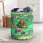 Canberra Raiders Laundry Basket Aboriginal Dot Pattern - Rugby Mascot Heritage Pride