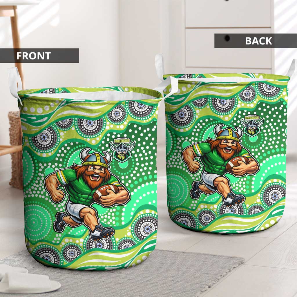 Canberra Raiders Laundry Basket Aboriginal Dot Pattern - Rugby Mascot Heritage Pride