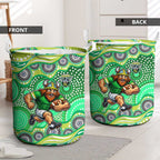 Canberra Raiders Laundry Basket Aboriginal Dot Pattern - Rugby Mascot Heritage Pride