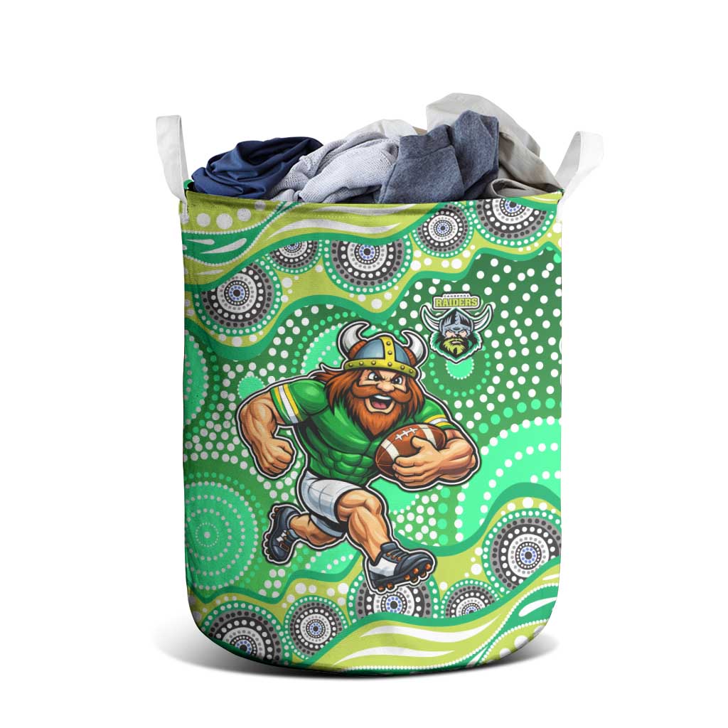 Canberra Raiders Laundry Basket Aboriginal Dot Pattern - Rugby Mascot Heritage Pride