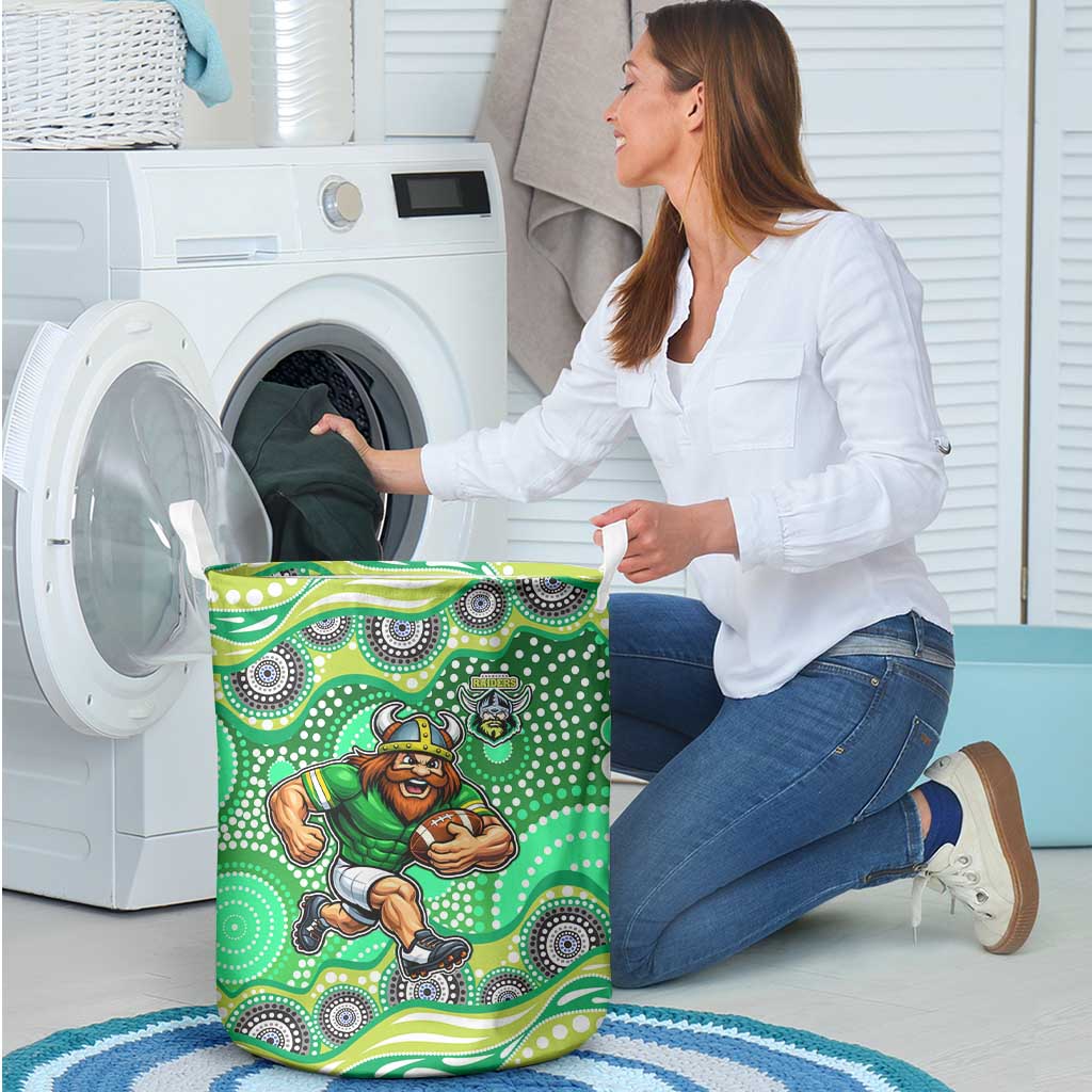 Canberra Raiders Laundry Basket Aboriginal Dot Pattern - Rugby Mascot Heritage Pride