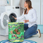 Canberra Raiders Laundry Basket Aboriginal Dot Pattern - Rugby Mascot Heritage Pride